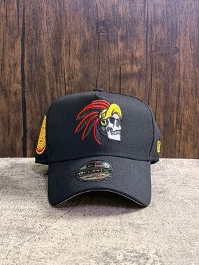 New Era 9FORTY Mexico Aztec Skull Chief Sundial Patch Black Snapback OSFA